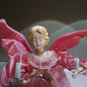 12&quot; Lighted Pink Angel Tree Topper
