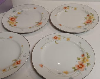 Vajilla fina Annabellee vintage - Juego de 4 platos llanos de 25 cm (10") #5002