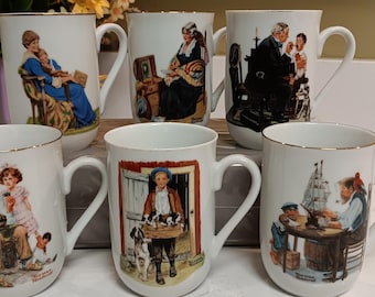 Set di 6 tazze da collezione Norman Rockwell - Circa anni '80