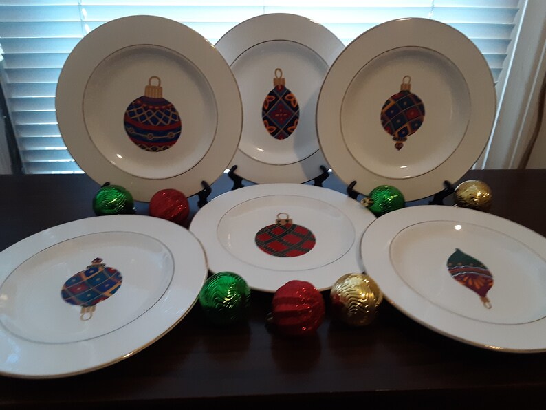 6 Gibson 9 Dessert Plates Christmas Ornament Design Etsy