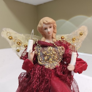 Vintage 10&quot; Lighted Angel Tree Topper - Christmas / Ornament