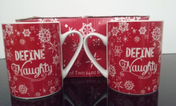 set of 2 define naughty coffee mugs new still etsy