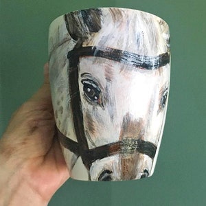 Hand-Painted Custom Mugs, 16 oz. Mug. cats, dogs, bunnies, animals, portrait, Personalized Porcelain Coffee Mug with handle.