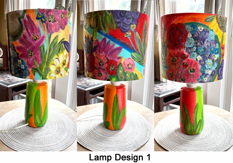 Handpainted Ceramic Lamps Lamp Shades Night Light Flowers Etsy