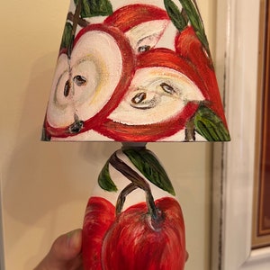 APPLE LAMP. Hand-painted Lamps, Lamp shades, night light.  Apples, fruit, flowers, or Custom order