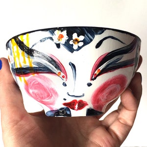 Spring Geisha: Original Hand-Painted Porcelain Art Bowl, Japanese Decor Sakura Geisha