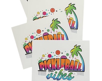 Pickleball Flat Notecards w/ Envelopes - Featuring a Vibrant “Pickleball Vibes” Design On The Front