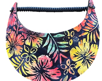 Fabric Foam Coil Sun Visor For Women - "Floral Tropics" - Pickleball Marketplace