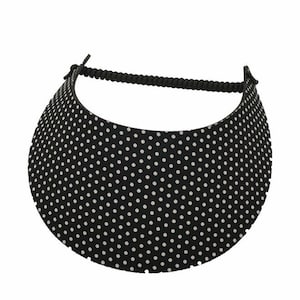 May include: Black visor with a white polka dot pattern.