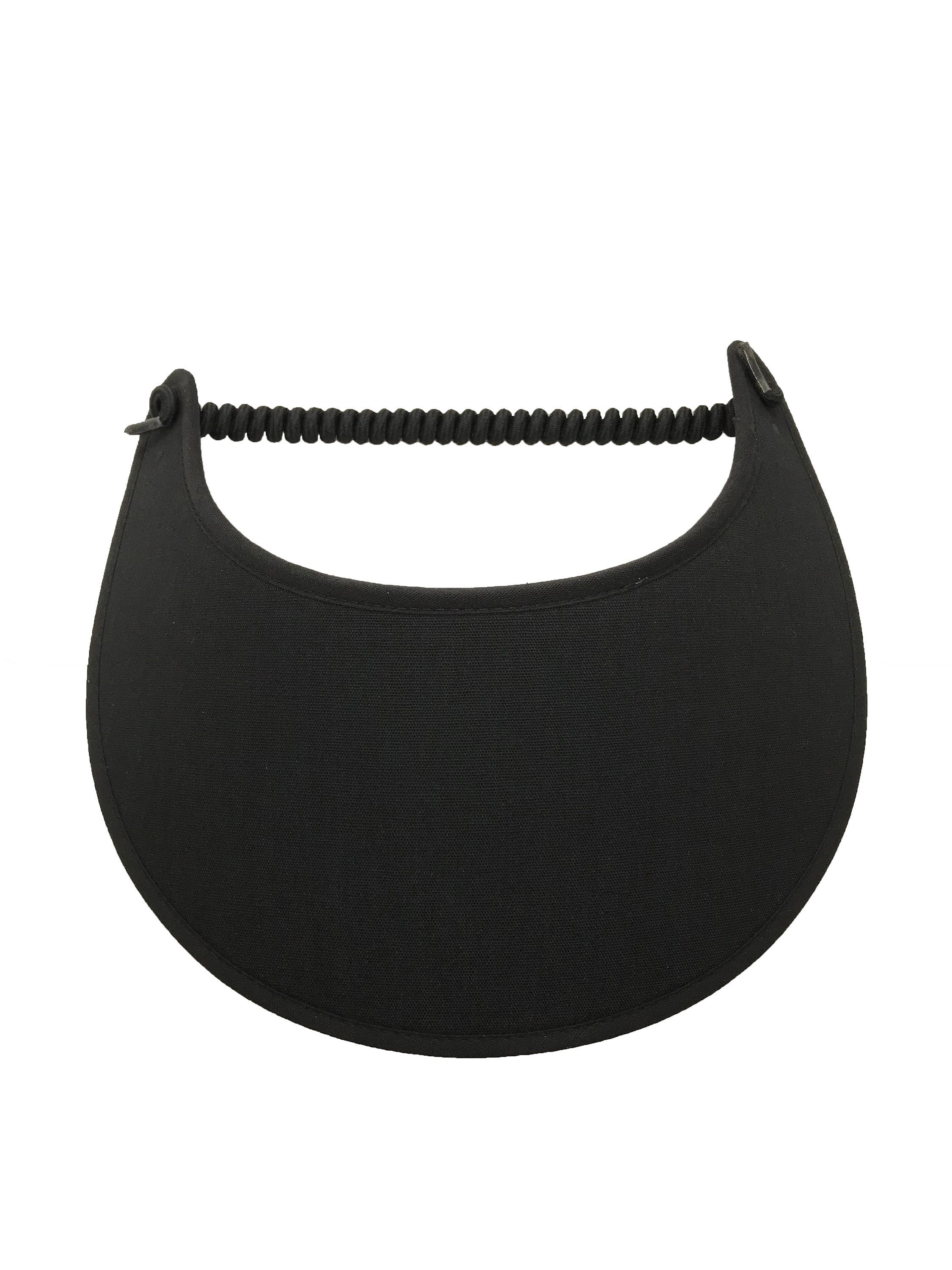 Fabric Foam Coil Sun Visor for Women solid Black Pickleball Marketplace