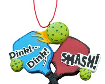 Pickleball Marketplace - Collectible - Pickleball Inspired "Dink/Dink SMASH!" Hanging Ornament w/ Gift Box