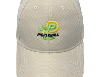 PICKLEBALL MARKETPLACE - Kahki Micro-Check Ball Cap with Contrast Black Sandwich Visor - Embroidered & Adjustable