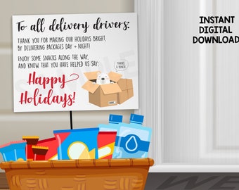 Thank You Sign for Package Delivery Driver //  Holiday / Thanksgiving / Black Friday / Christmas // 8.5 x 11 // Instant Digital Download PDF