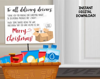 Thank You Sign for Package Delivery Driver //  Holiday / Black Friday / Christmas // 8.5 x 11 // Instant Digital Download PDF