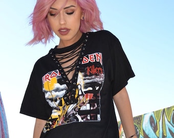 LF inspired Vintage Shirt - Lace Up Iron Maiden "Killer" Tee
