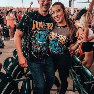 LF inspired Acid Washed Mesh Distressed Blink 182 Band Tee