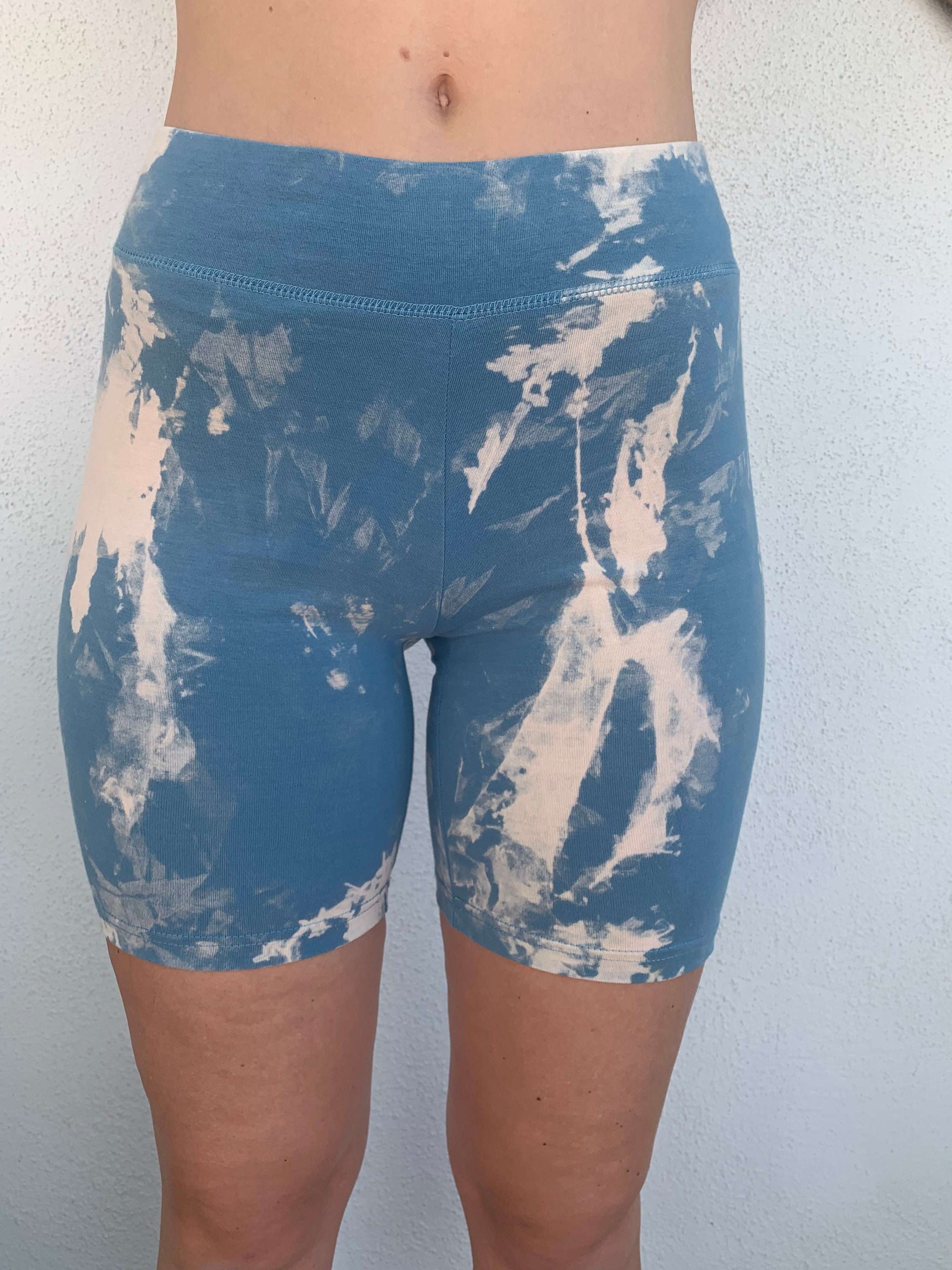 Acid Wash Blue Bike Shorts Tie Dye Bike Shorts Tie Dye Cycling Etsy
