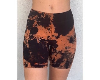 Acid Wash Tie Dye Bike Shorts, Cotton Spandex Cycling Shorts
