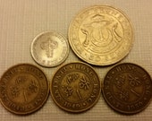 5 brunei hong kong vintage coins 1948 - 1967 sen cents coin lot - world foreign collector money numismatic a16