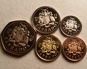 5 barbados vintage coins 1973 coin lot dollar cents - world foreign collector money numismatic a28
