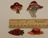 4 ladies red hat society club brooche pins collection - womans jewelry enamel rhinestones charms pins fashion costume dress coat attire G
