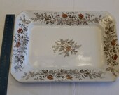 antique ironstone wedgewood rectangular platter tray in floral pattern 1860 - 1908 era - fine china vintage - serving dish kitchen flowers