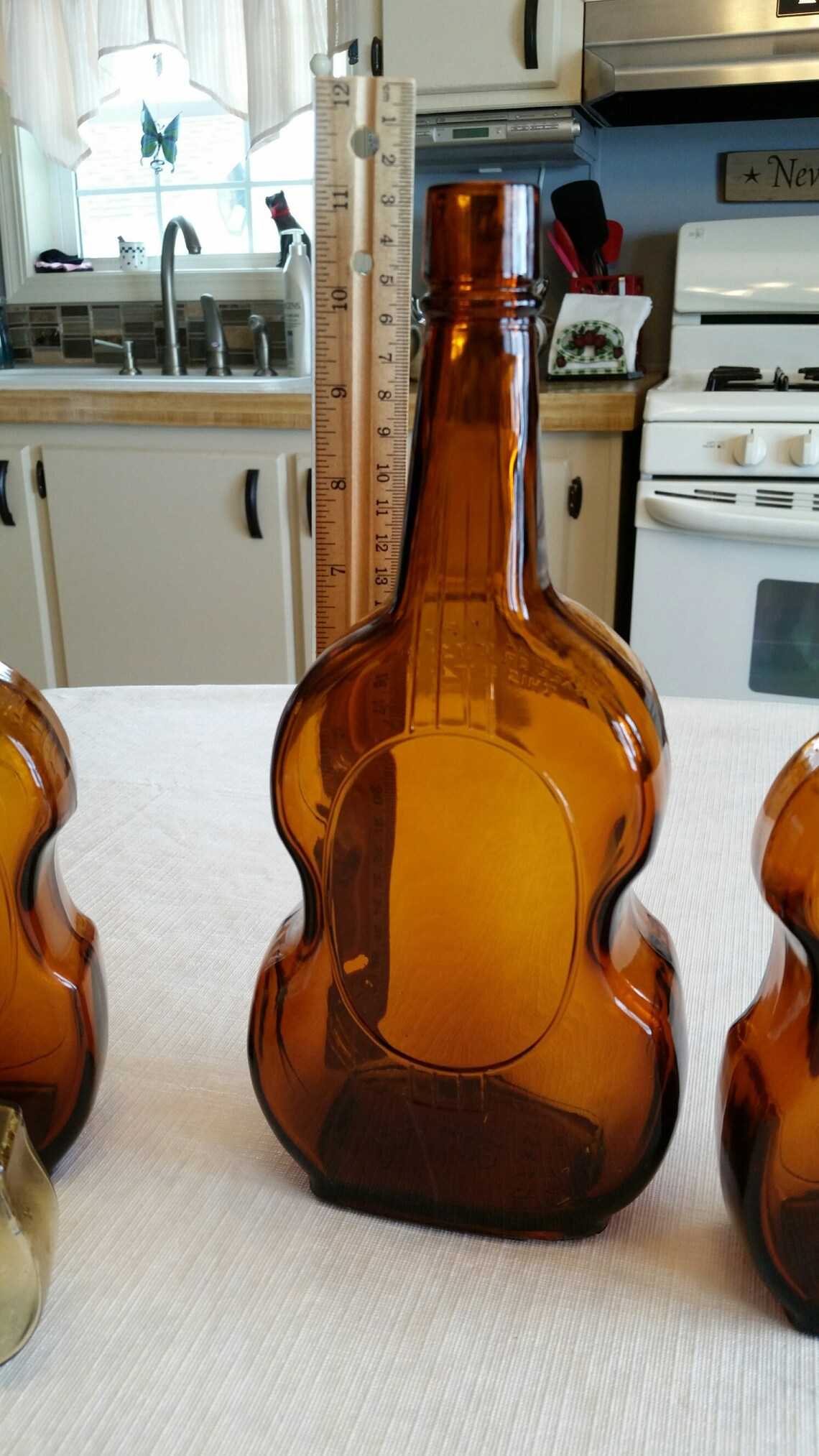 4 antique violin liquor bottles brown amber & yellow glass Etsy
