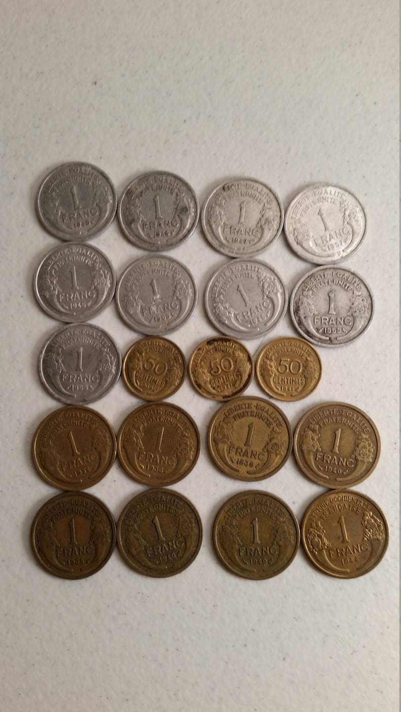 20 france vintage coins 1934-1959 coin lot centimes francs world foreign collector money numismatic a49