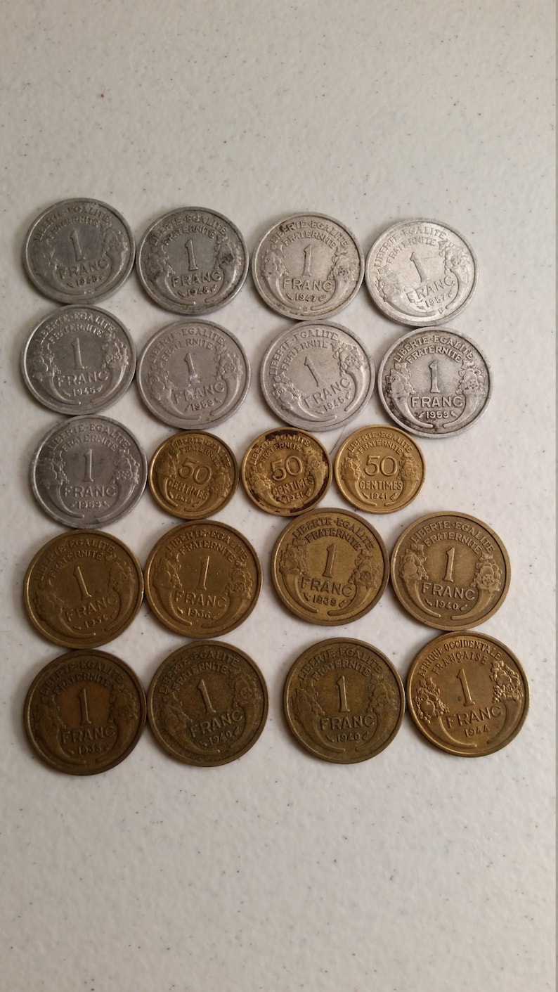 20 france vintage coins 1934-1959 coin lot centimes francs world foreign collector money numismatic a49
