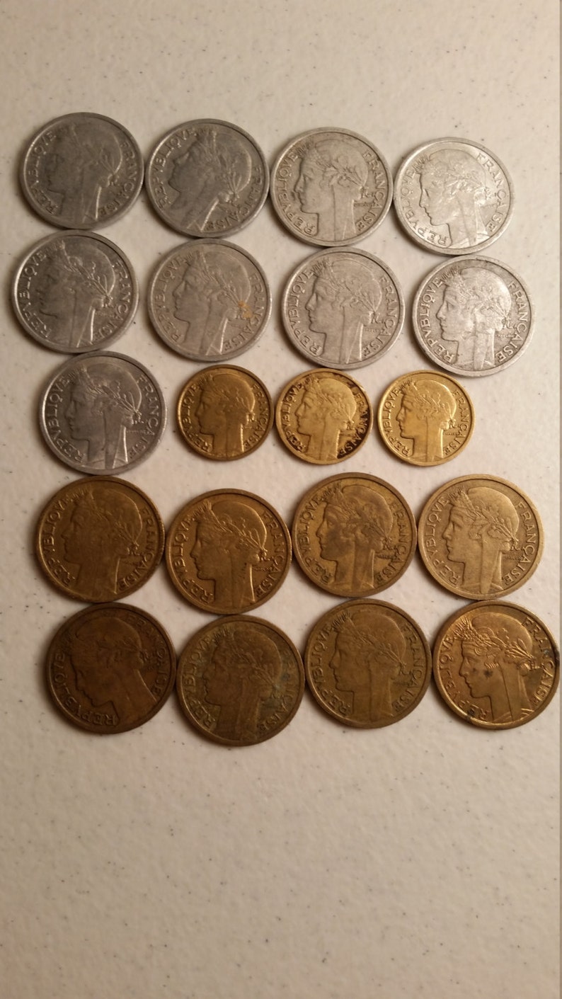 20 france vintage coins 1934-1959 coin lot centimes francs world foreign collector money numismatic a49