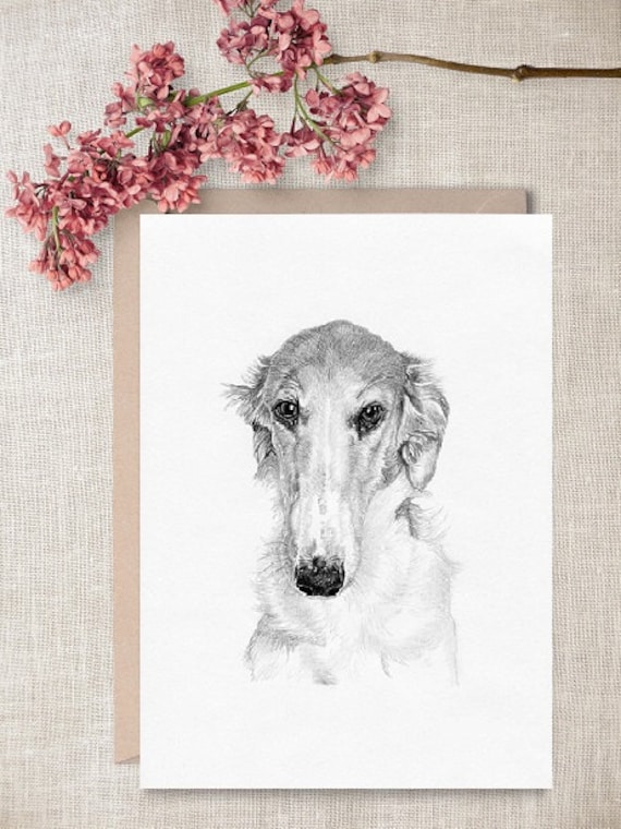 6 Borzoi Russian Wolfhound Blank Art Note Greeting Cards