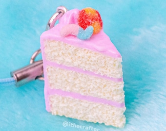 Miniature Candy Cake Keychain Charm // Polymer Clay Food Jewelry/Stitch Marker