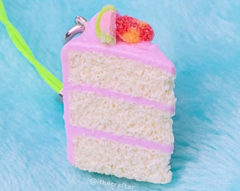 B-Grade Miniature Candy Cake Keychain Charm // Polymer Clay Food Jewelry/Stitch Marker