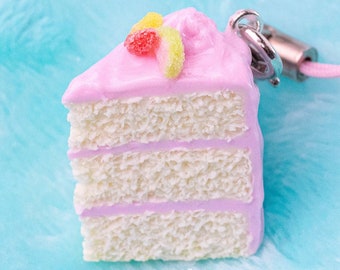 Miniature Candy Cake Keychain Charm // Polymer Clay Food Jewelry/Stitch Marker