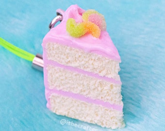 Miniature Candy Cake Keychain Charm // Polymer Clay Food Jewelry/Stitch Marker