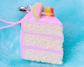Miniature Candy Cake Keychain Charm // Polymer Clay Food Jewelry/Stitch Marker