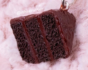 B-Grade Miniature Chocolate Cake Keychain Charm // Polymer Clay Food Jewelry/Stitch Marker