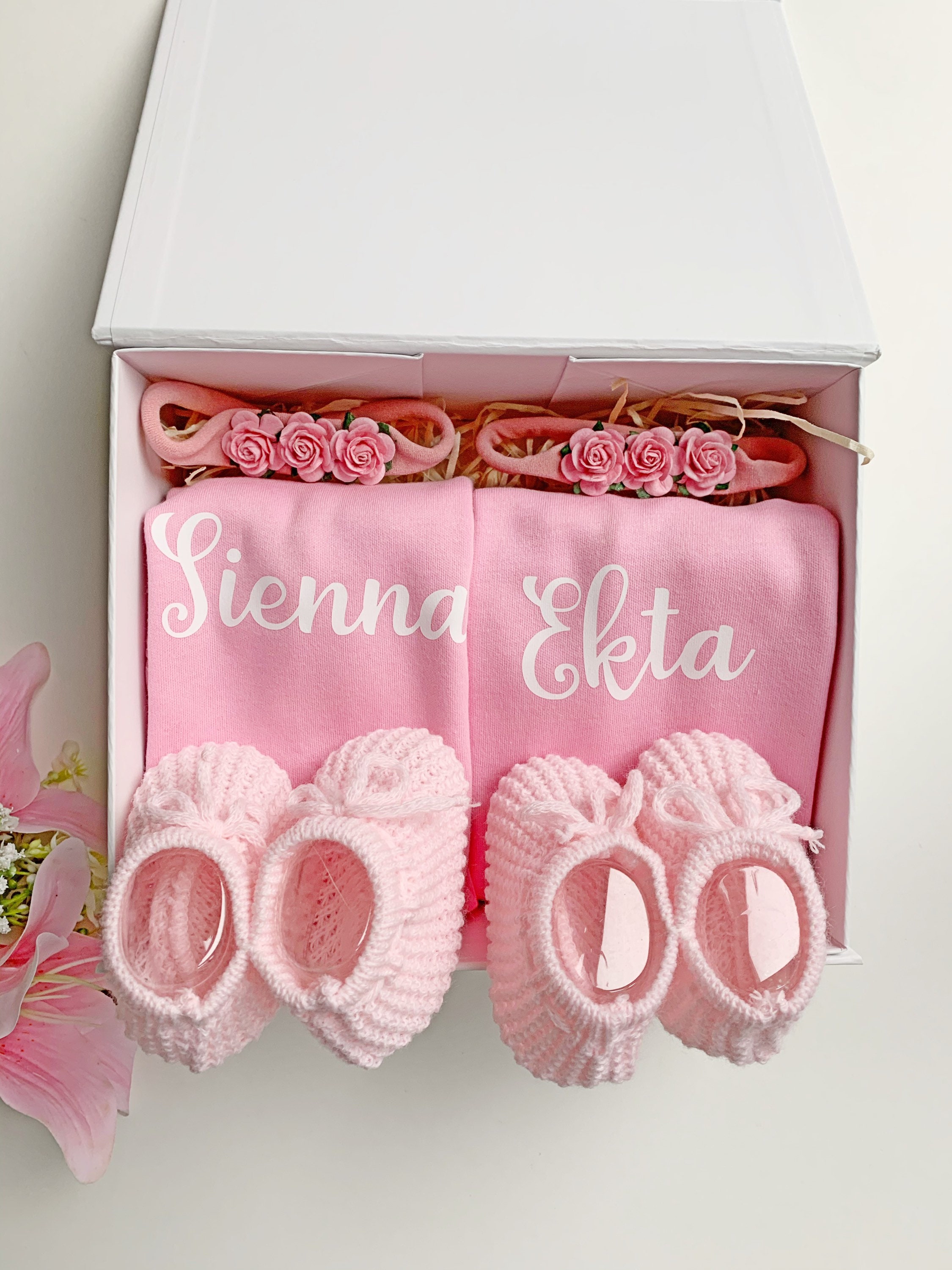 Unique Twins Baby Gift Hamper Pink Baby Shower Gift Box for Etsy UK