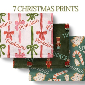 Personalized Christmas Blanket Custom Kids Gift Holiday Present Winter Photo Prop Newborn Keepsake Custom Holiday Throw Baby Blanket Soft
