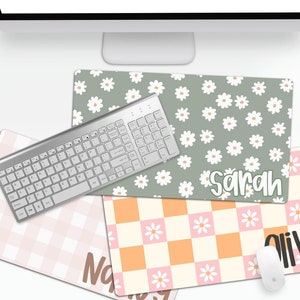 Custom Desk Pad Retro Personalized Desk Retro Daisy Decor Teacher Gift Monogrammed Home Office Dorm Room Custom Decor Gifts Custom Office