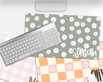 Almohadilla de escritorio personalizada, escritorio retro personalizado, decoración retro de margaritas, regalo para maestros, monograma para el hogar, oficina, dormitorio, decoración personalizada, regalos, oficina personalizada