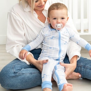 Pijama de bambú para bebé, mono de bambú con cremallera, regalo para baby shower, conjunto de pijama para bebé