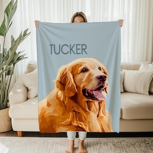 Personalized Pet Memory Blanket Custom Portrait Design Multiple Size Collection Premium Photo Throw Blanket Soft Material Quality Pet Artwork Display Beautiful Background Options Available Perfect Gift Choice Cozy Home Essential Unique