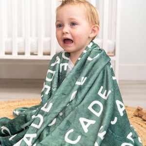 Personalized Blanket For Baby Boy Blanket For Toddler Custom Name Blanket Crib Blanket Personalized Green Blanket For Baby Nursery Decor