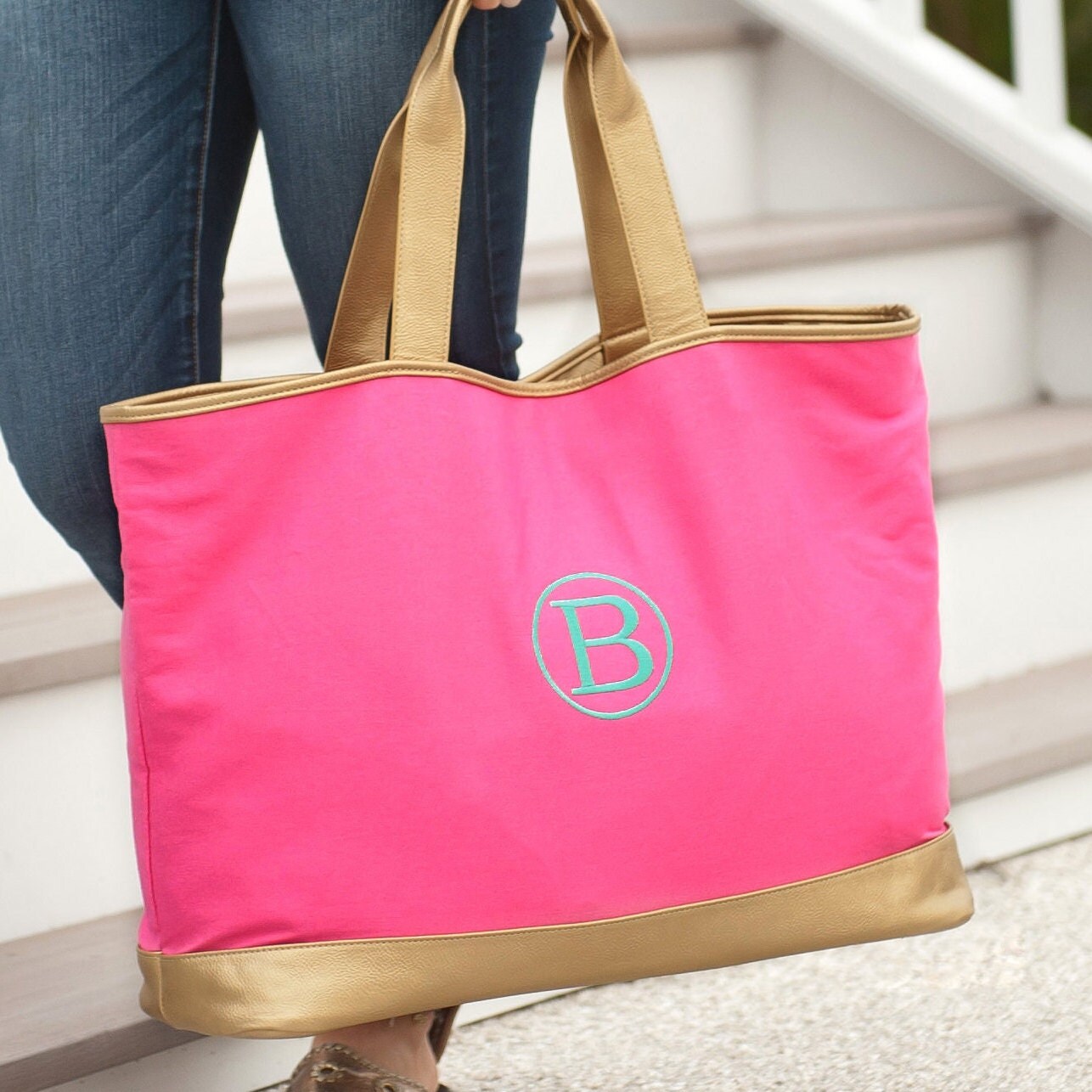 Pink shop beach bag