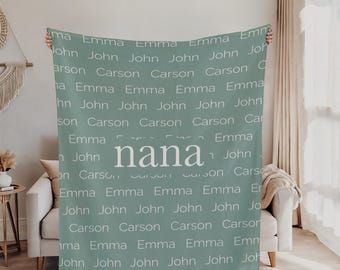 Personalized Christmas Nana Blanket Custom Grandma Throw Gift for Nana Grandmother Christmas Gift Personalized Family Keepsake Cozy Sherpa