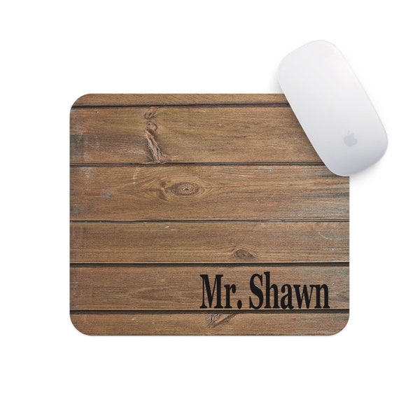 Personalized Mouse Pad - Rustic Wood - Personalized Mouse Pad Mouse Pad Mousepad for men Accessories Cubicle Coworker Gift Male Mousepad