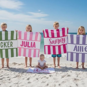 Personalized Beach Towel with Name Summer Gift for Mom Pool Accessory Vacation Essential Bridesmaid Present Birthday Idea Custom Monogram image 1