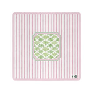 Personalized Pink Stripe Mahjong Mat Custom Monogram Mahjong Mat Preppy Coastal Shell Pattern Mahjong Gift Grandmillennial Game Table Cover Bild 1