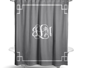 Personalized Shower Curtain - Grey Shower Curtain Extra Large Custom Shower Curtain Bath Decor Dorm Bathroom Girls Bath